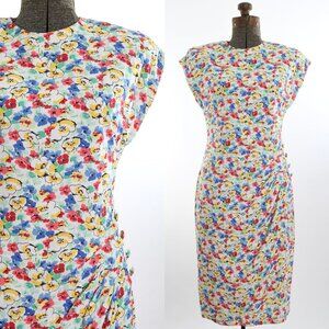 Vintage 1980s Does 40s Medium Floral Sleeveless Dress | by April Rain